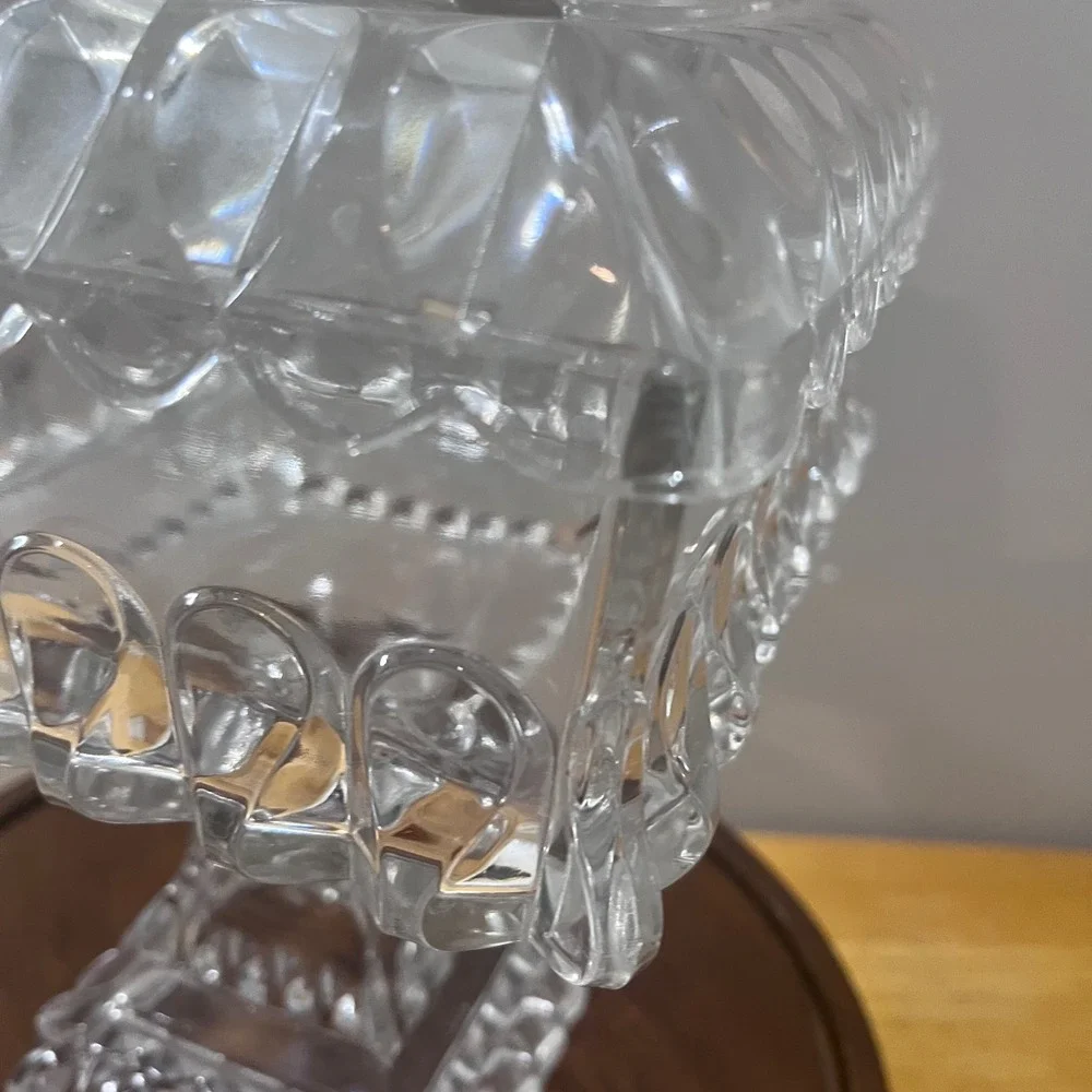 Vtg Adams & Co 1890s EAPG Crystal Wedding Box Victorian Clear Glass Lid Pedestal